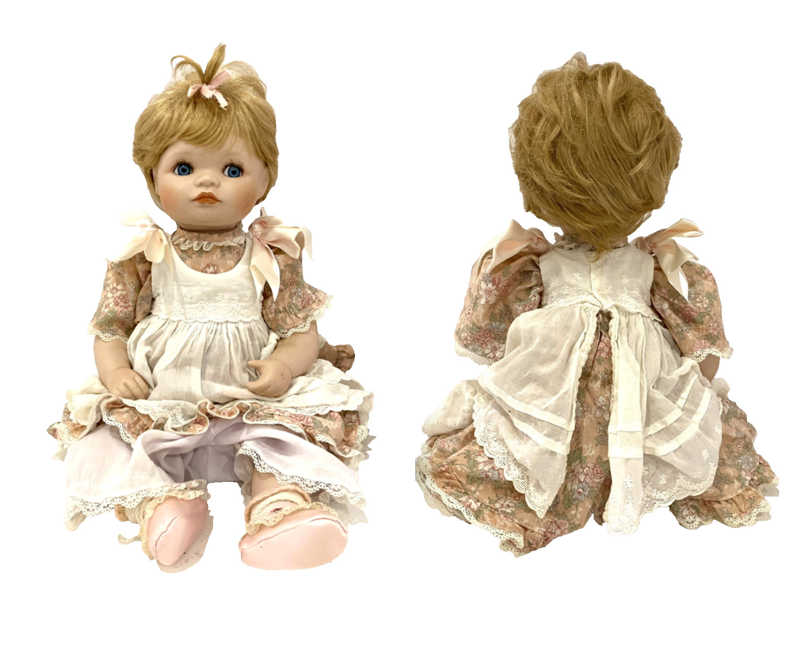 Hamilton Collection Jessica Porcelain Doll 1989 Blonde Blue Eyes Lace Dress 17in Hamilton Collection Jessica Porcelain Doll 1989 Blonde Blue Eyes Lace Dress 17in