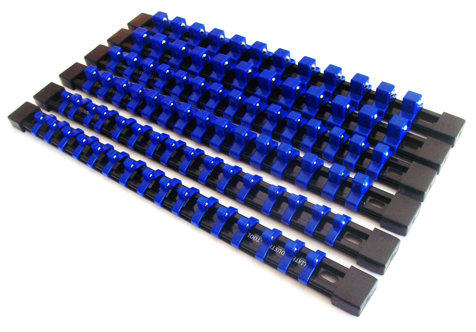 6 GOLIATH INDUSTRIAL ABS MOUNTABLE SOCKET RAIL HOLDER ORGANIZER BLUE 1/4 3/8 1/2