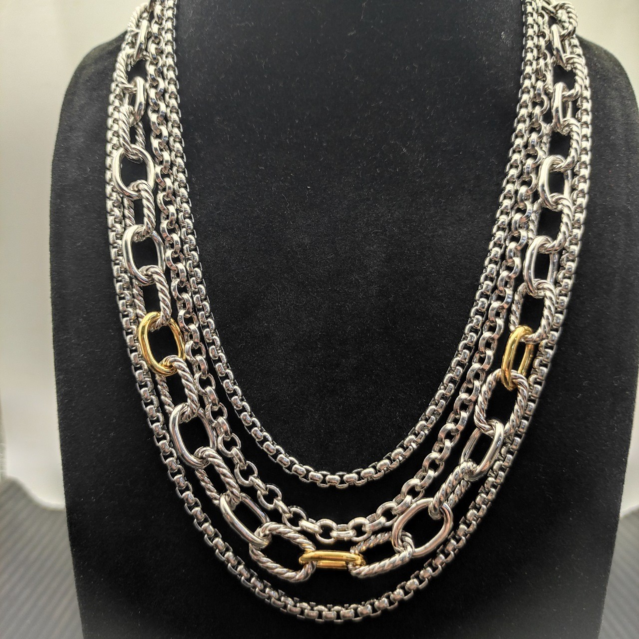 David Yurman Madison Chain Necklace 925‑Silver 18K‑Gold Two‑Tone Cable Link 19.6