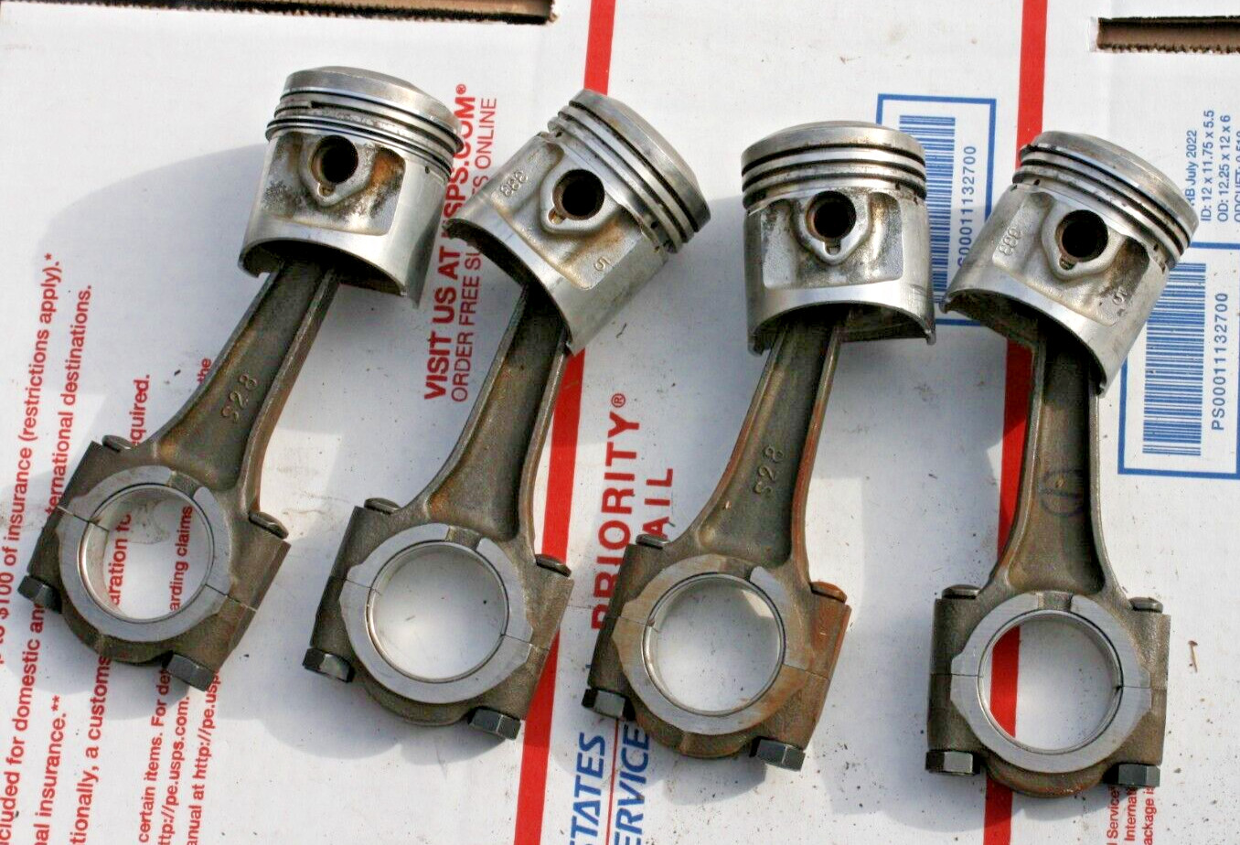 1972-73-74 HONDA CB350F FOUR OEM CRANK RODS W/PISTONS