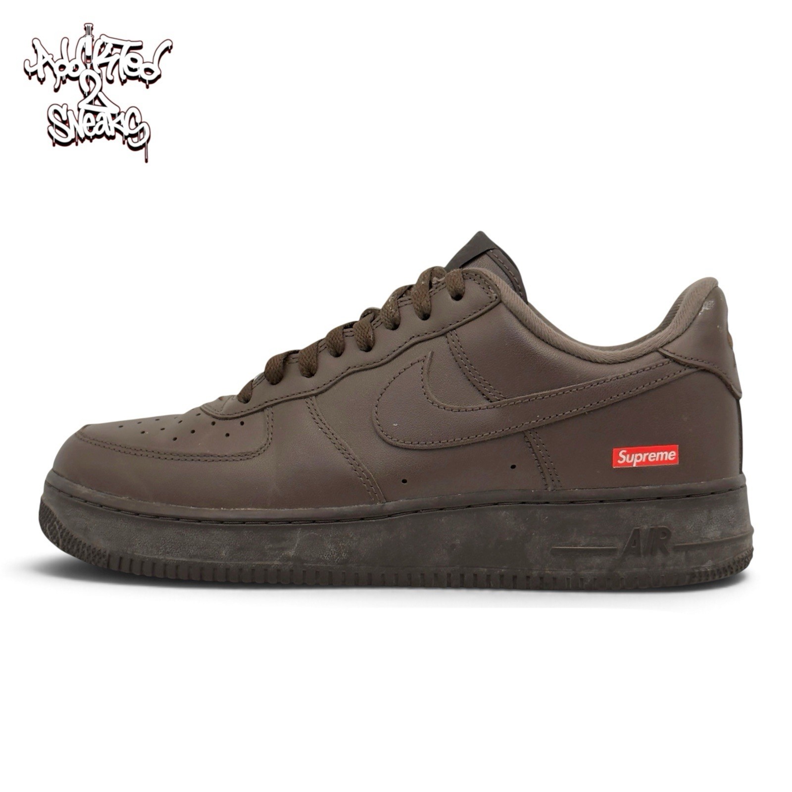 Nike Supreme Air Force 1 Low SP Baroque Brown Box Logo Mens Size 9.5 CU9225-200