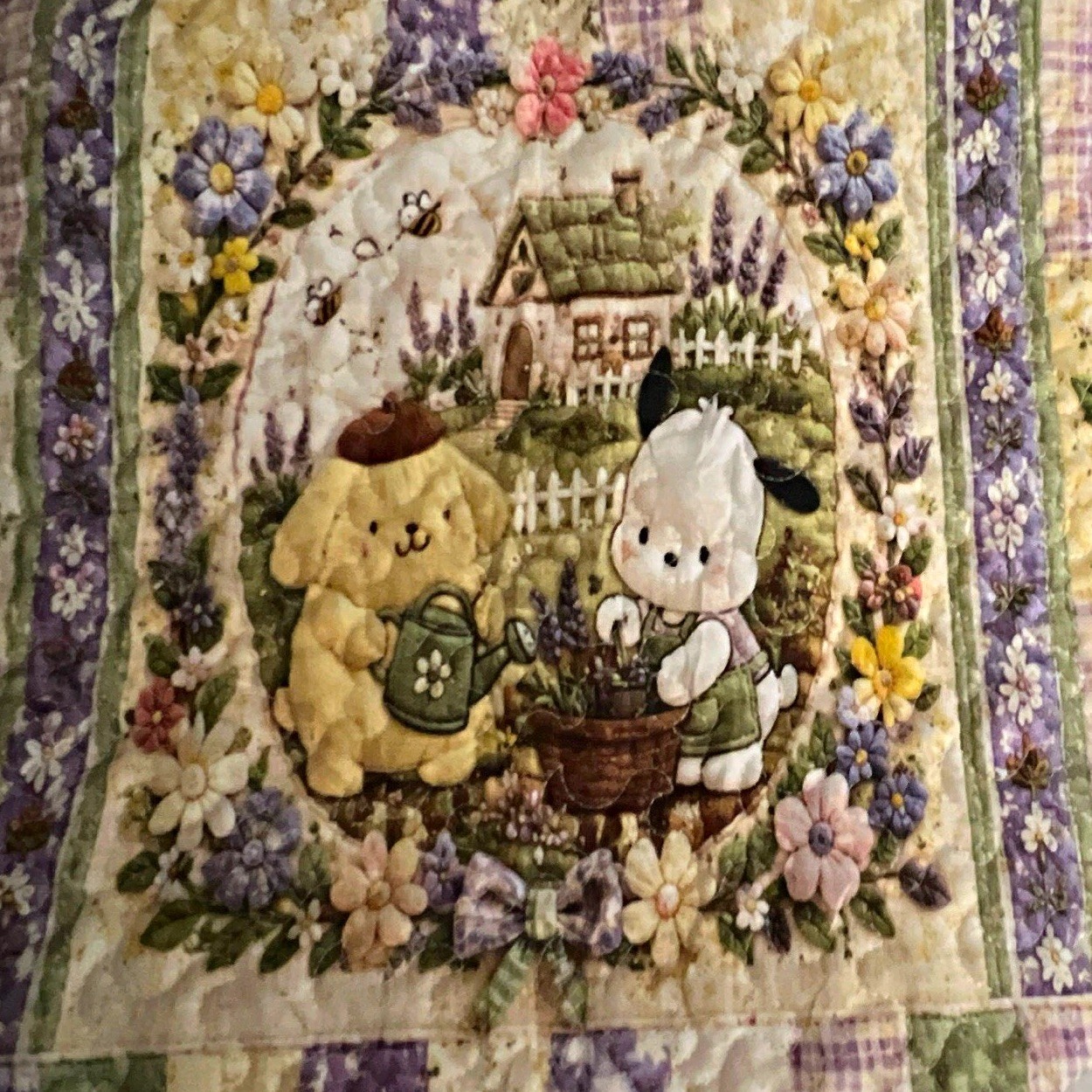 Pochacco Quilted Bag Beautiful Bee in Garden Print. Pochacco Quilted Bag Beautiful Bee in Garden Print.