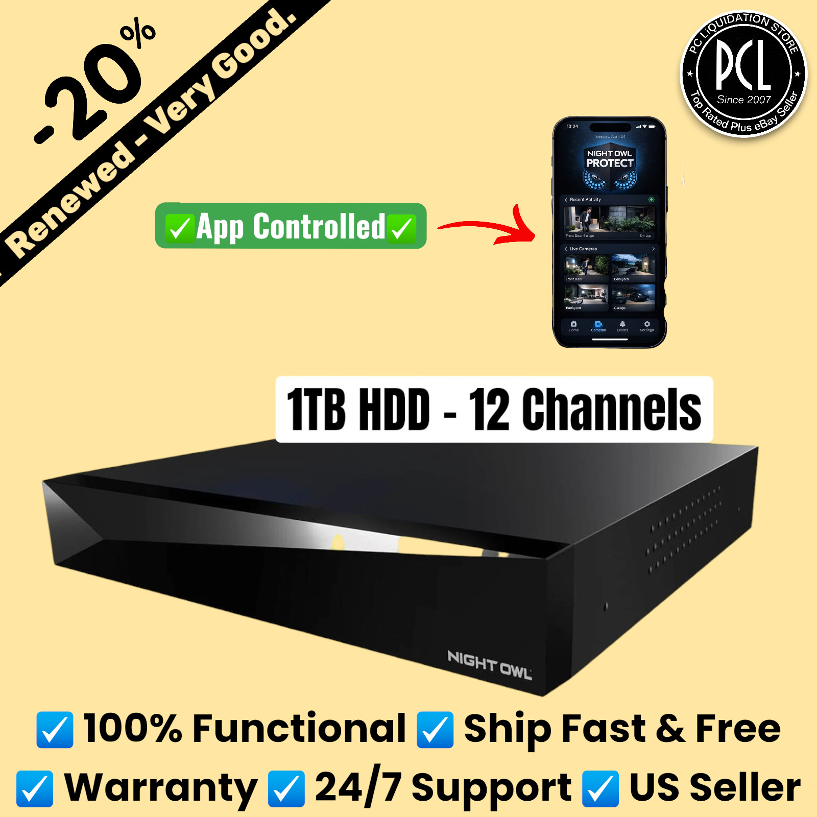 ✅ Night Owl DVR Security System 12 Channel 2K 1TB DVR-FTD4-8  ✅