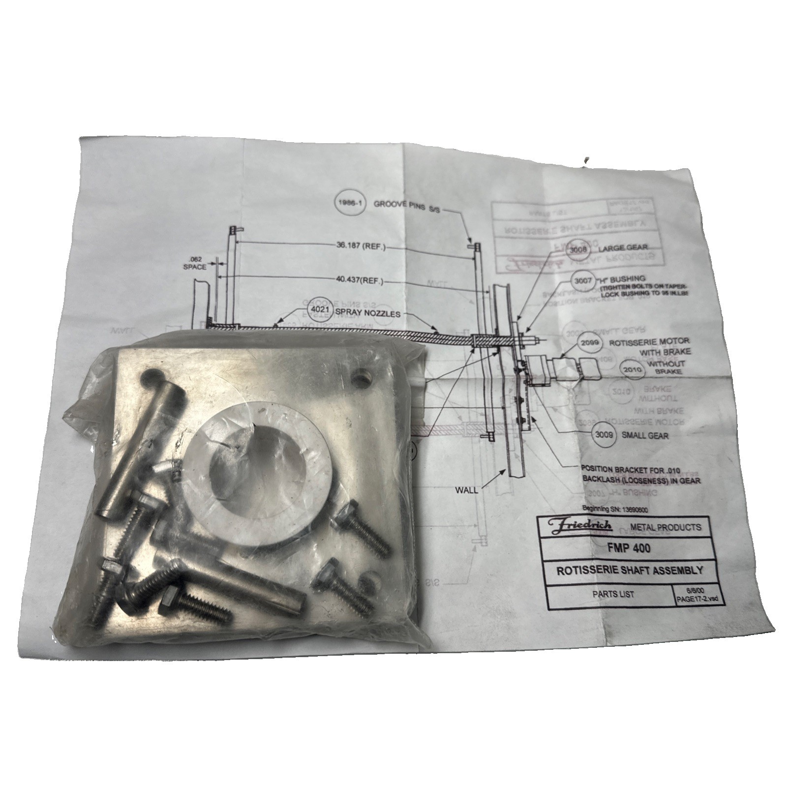 Oem New Friedrich max flavor FMP-400 Shaft Assembly Ships Free