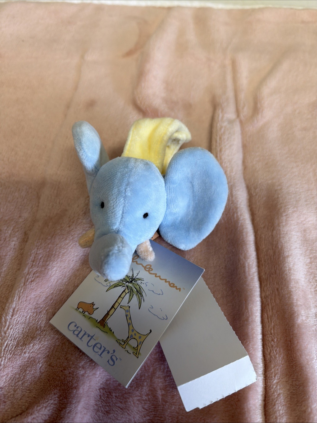 Vintage John Lennon Real Love Nursery Baby Toy Elephant Blue  Carters Wrist Rare