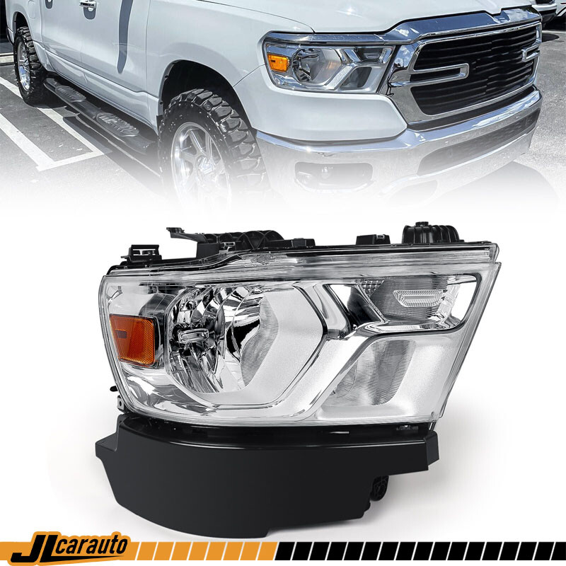 Right Passenger Headlight Chrome ForDodge Ram 1500  2019-2024 Halogen Lamp