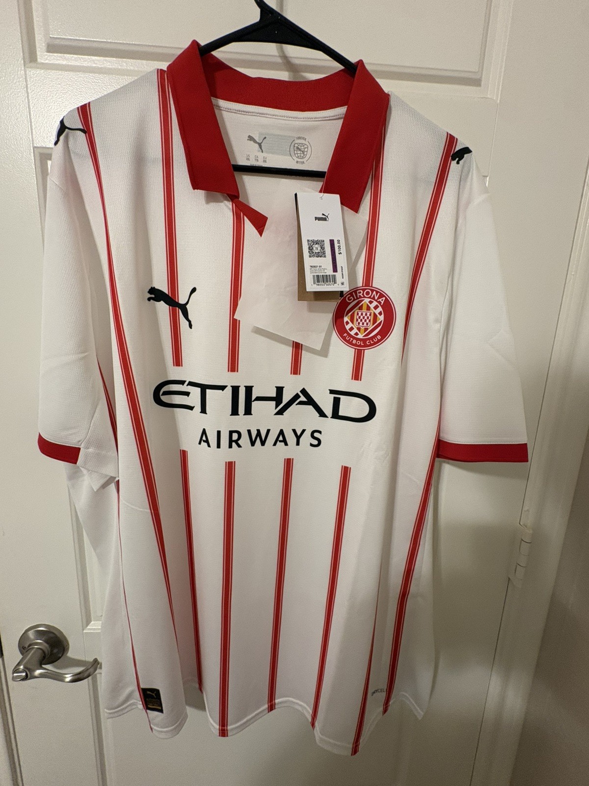 Puma Girona FC 25/26 Home Jersey White/Red Stripes Size XXL (BNWT)