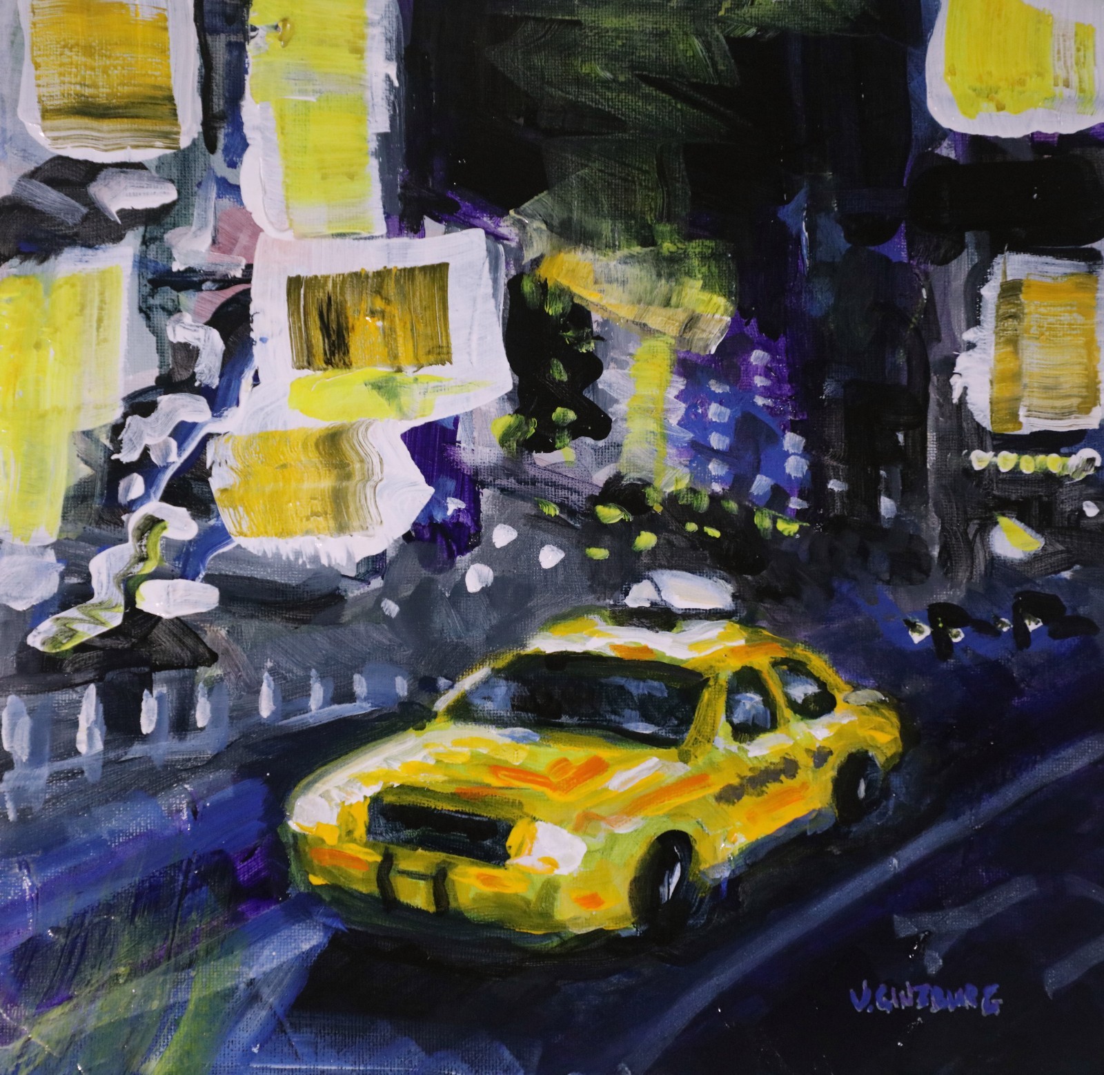 paintings acrylic on canvas original framed signed Racing on Broadway New York paintings acrylic on canvas original framed signed Racing on Broadway New York
