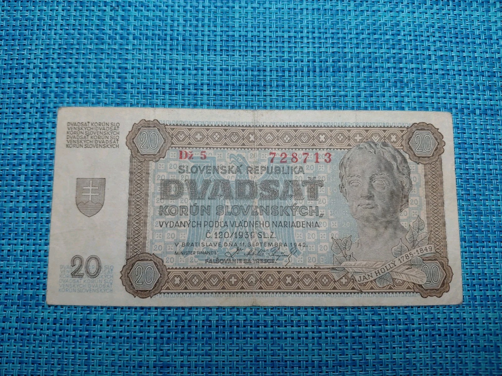 🇸🇰 Slovakia 20 korun 1942 P-7a  VF Banknotes 080826-13