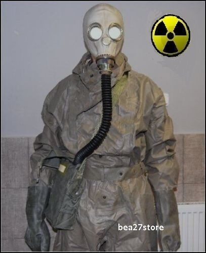 VINTAGE CHERNOBYL-ERA NBC PROTECTIVE MASK AND HAZMAT SUIT — COLLECTIBLE/HISTORIC