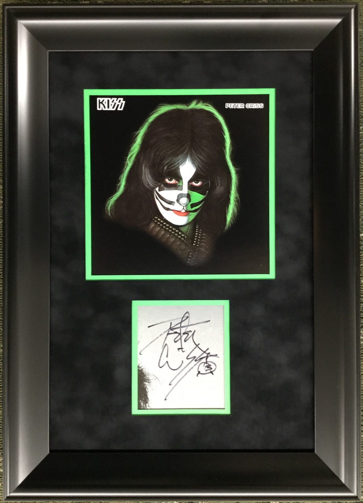 Peter Criss (Catman- Original KISS Member) custom framed cut display-JSA