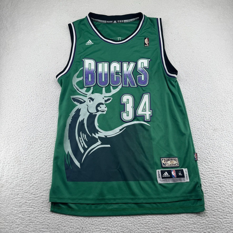 Vintage Adidas Milwaukee Bucks Ray Allen Jersey Mens XL Green Stitched Swingman