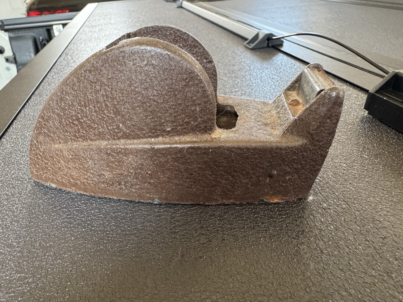 Vintage Cast Iron Snail Tape Dispenser Brown Crinkle Finish Industrial Desk Art