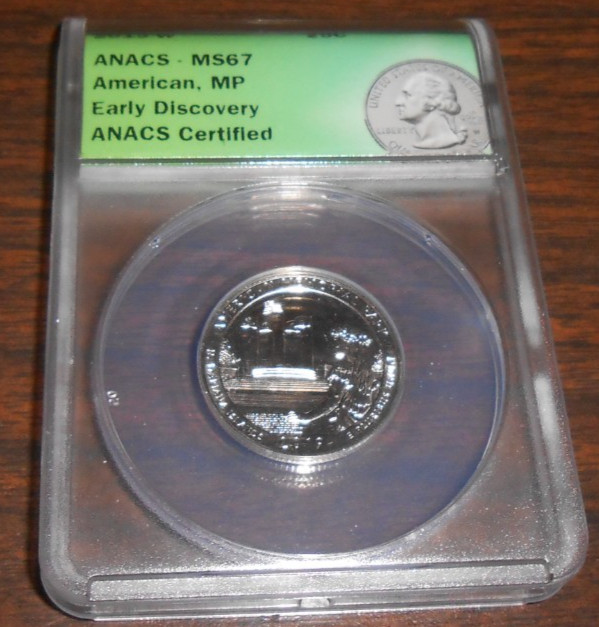 2019-W AMERICAN MEMORIAL PARK, MP ANACS-MS67 EARLY DISCOVERY ANACS CERTIFIED