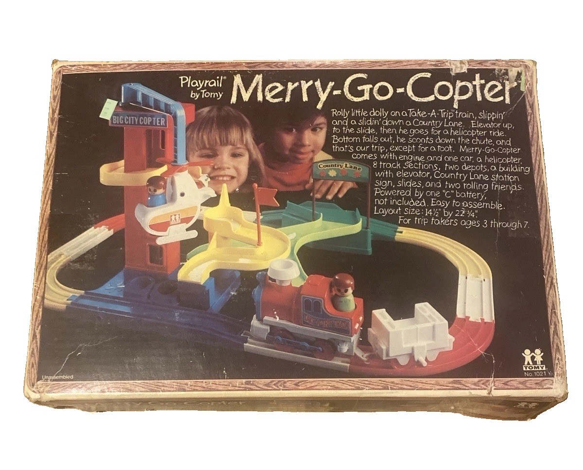 Vintage 1978 Tomy Playrail Merry-Go-Copter Train Set Parts Repair w Box