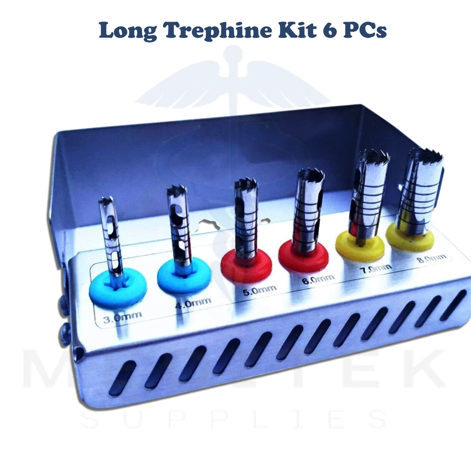 Dental Long Trephine Kit 6 Pcs Implant Crown Removal Kit Free Bur Holder