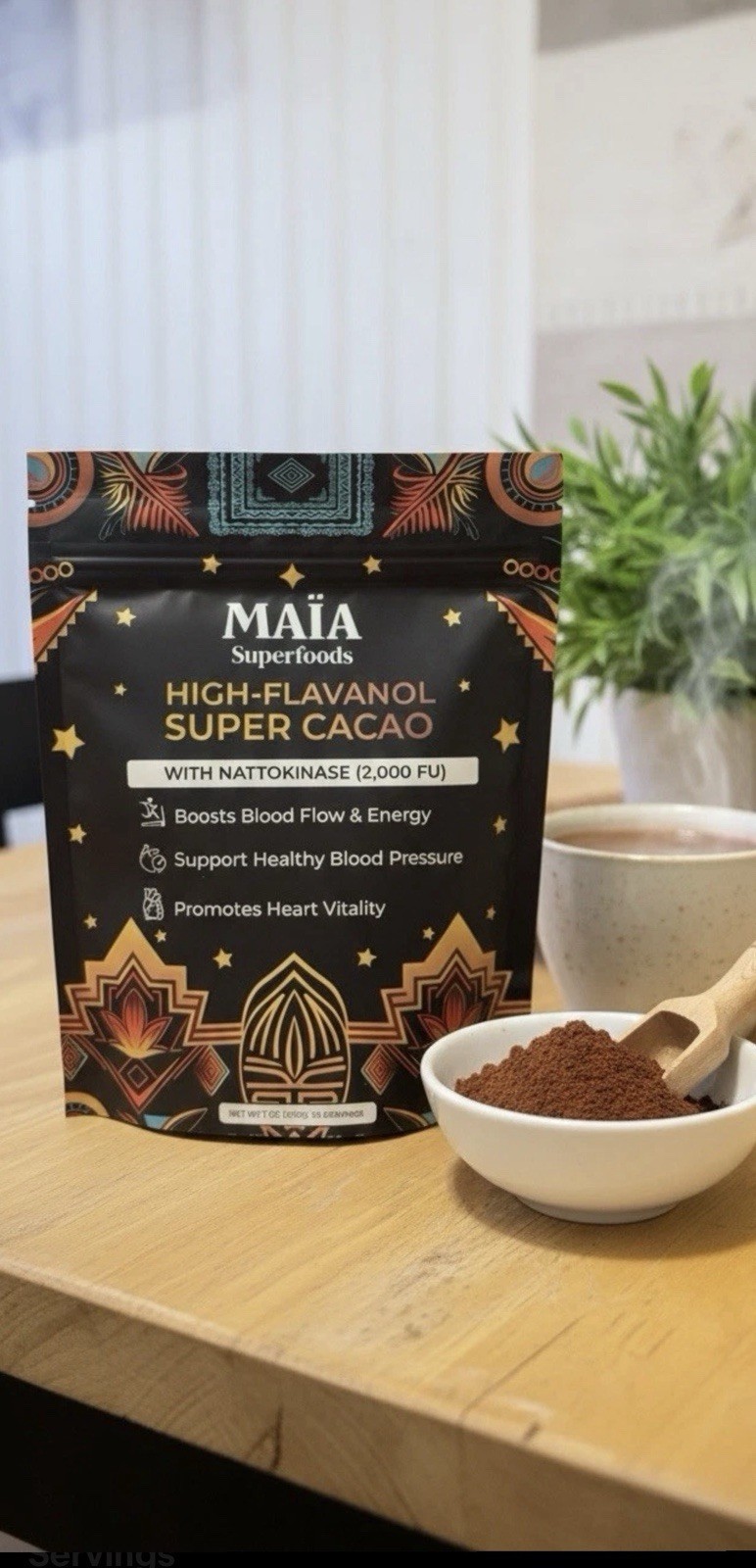 MAIA Ceremonial High Flavanol Super Cacao with NATTOKINASE 7 oz 30 Servings MAIA Ceremonial High Flavanol Super Cacao with NATTOKINASE 7 oz 30 Servings