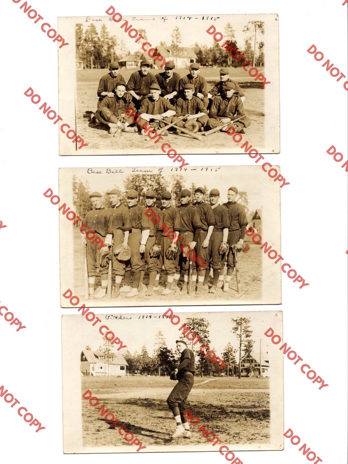 LOT OF (3) c1914 SPOKANE Baseball Team Players Washington WA RPPC Real Photo LOT OF (3) c1914 SPOKANE Baseball Team Players Washington WA RPPC Real Photo