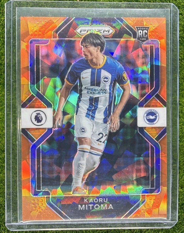 2022-23 Prizm Premier League #230 Kaoru Mitoma RC Orange Cracked Ice #/23 MINT 2022-23 Prizm Premier League #230 Kaoru Mitoma RC Orange Cracked Ice #/23 MINT