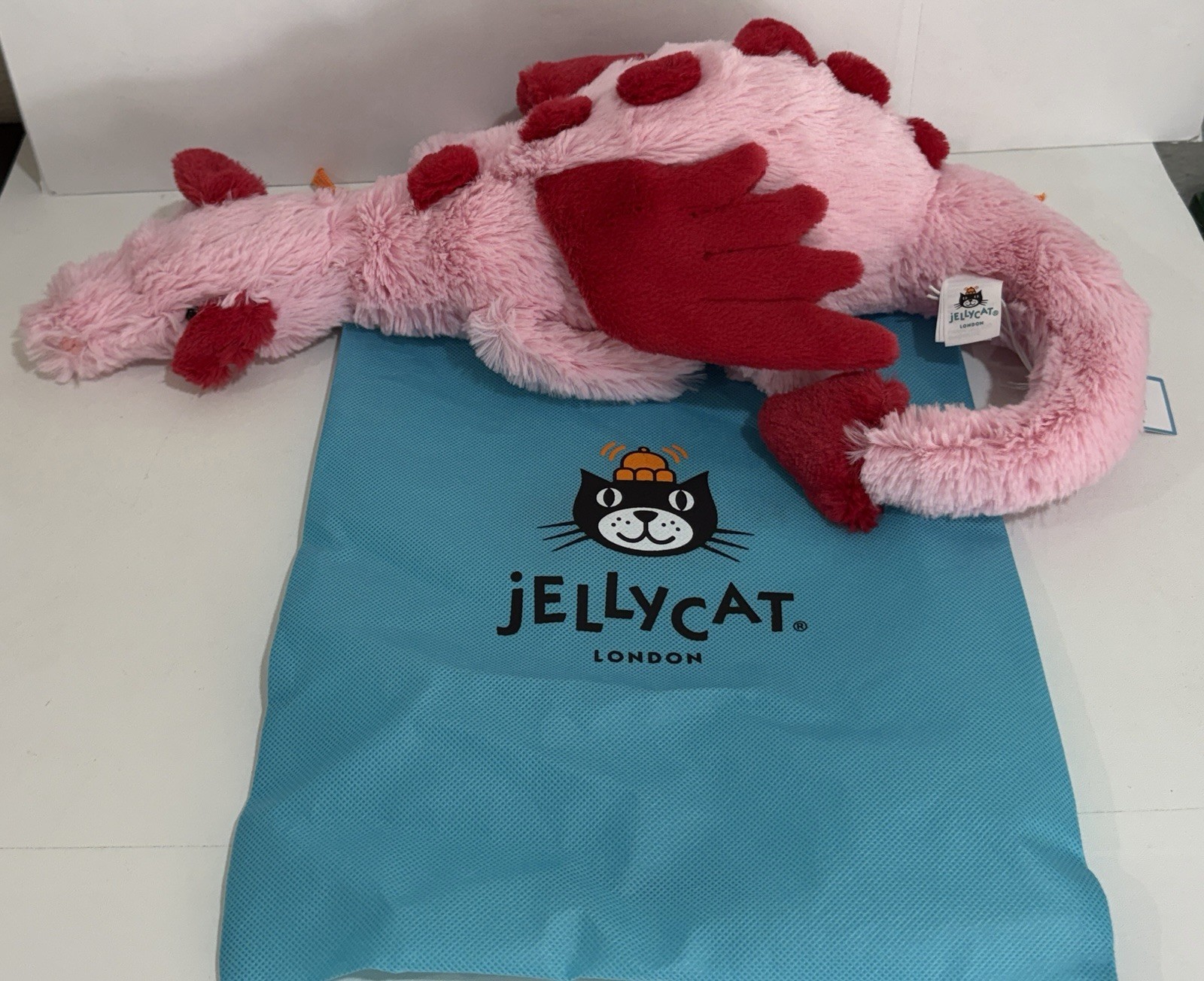 AUTHENTIC Jellycat Valentines Heart Dragon NWT & Dust Bag