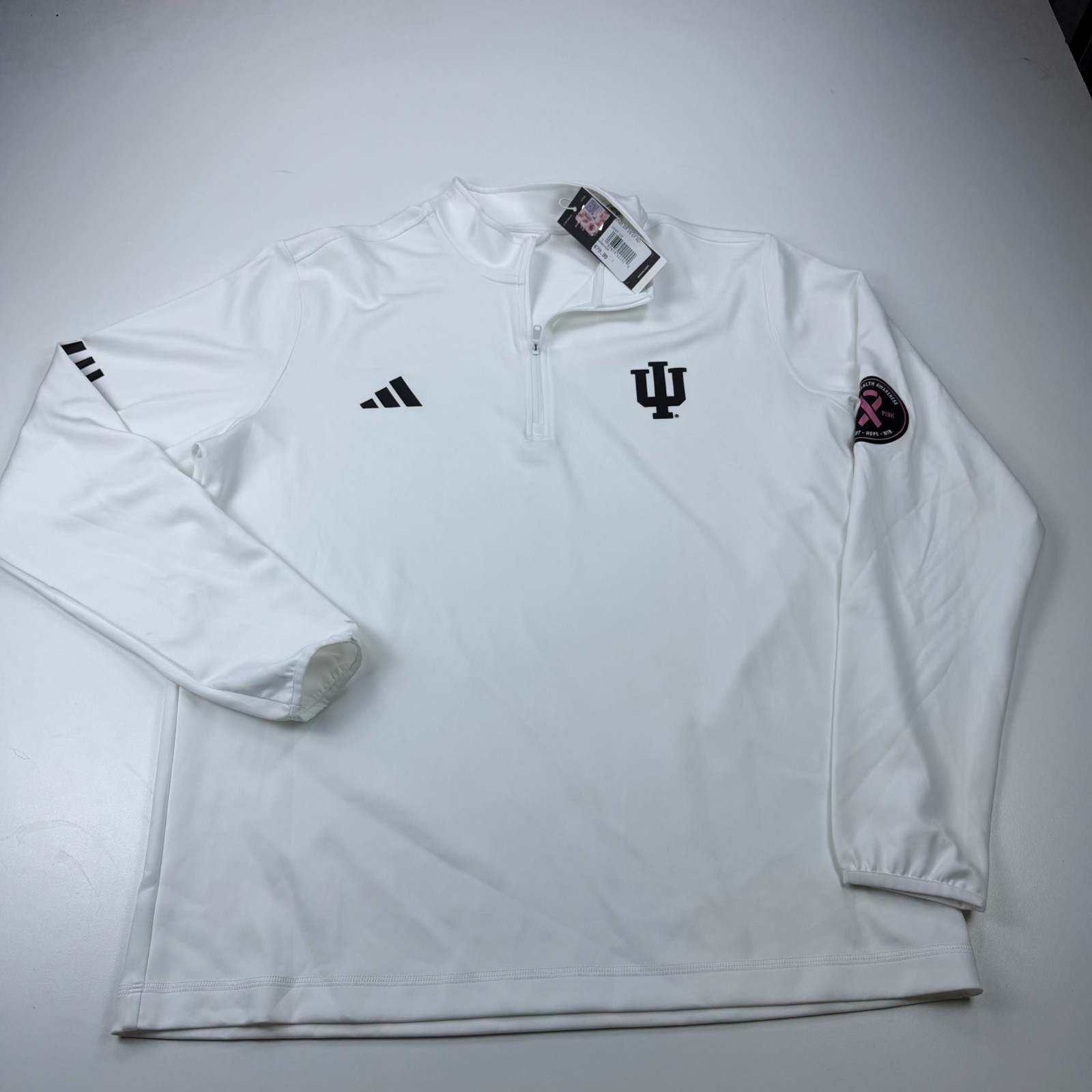 NEW Adidas Indiana Hoosiers 1/4 Zip Pullover Shirt Mens Large White BCA NCAA NEW Adidas Indiana Hoosiers 1/4 Zip Pullover Shirt Mens Large White BCA NCAA