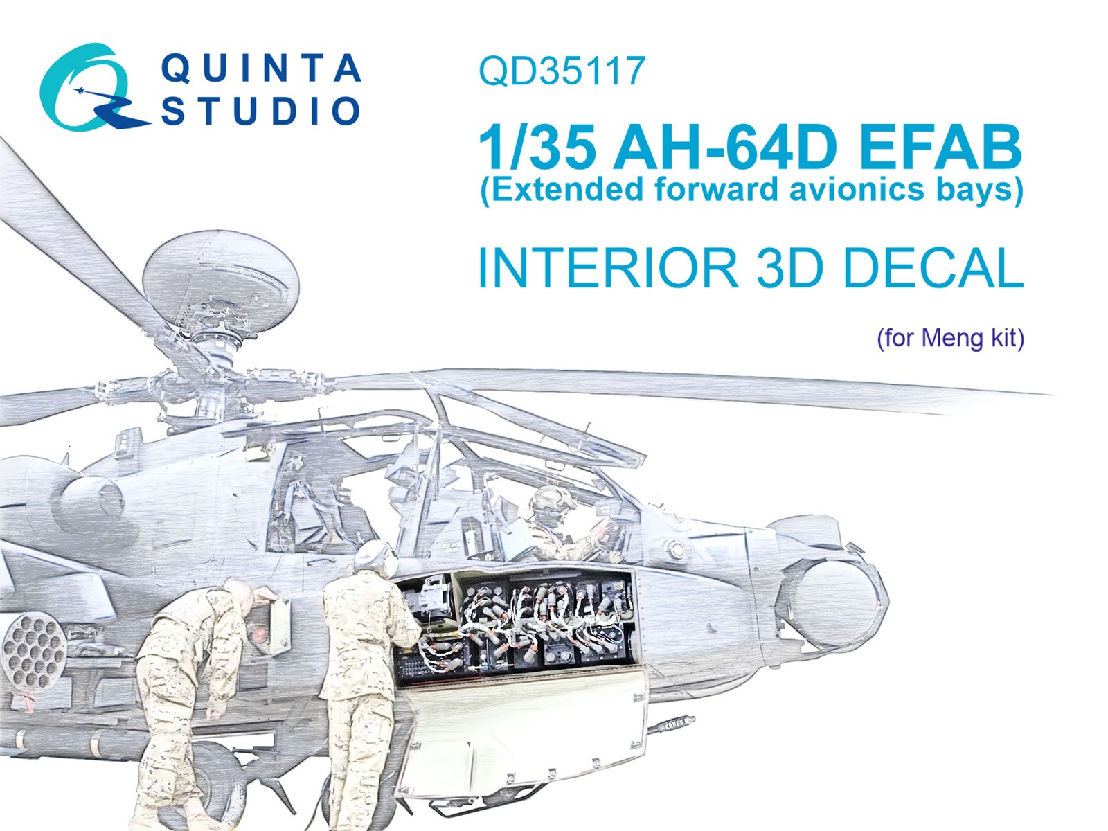 Quinta Studio 1/35 AH-64D Extended forward avionics bays 3D-Printed (Meng)
