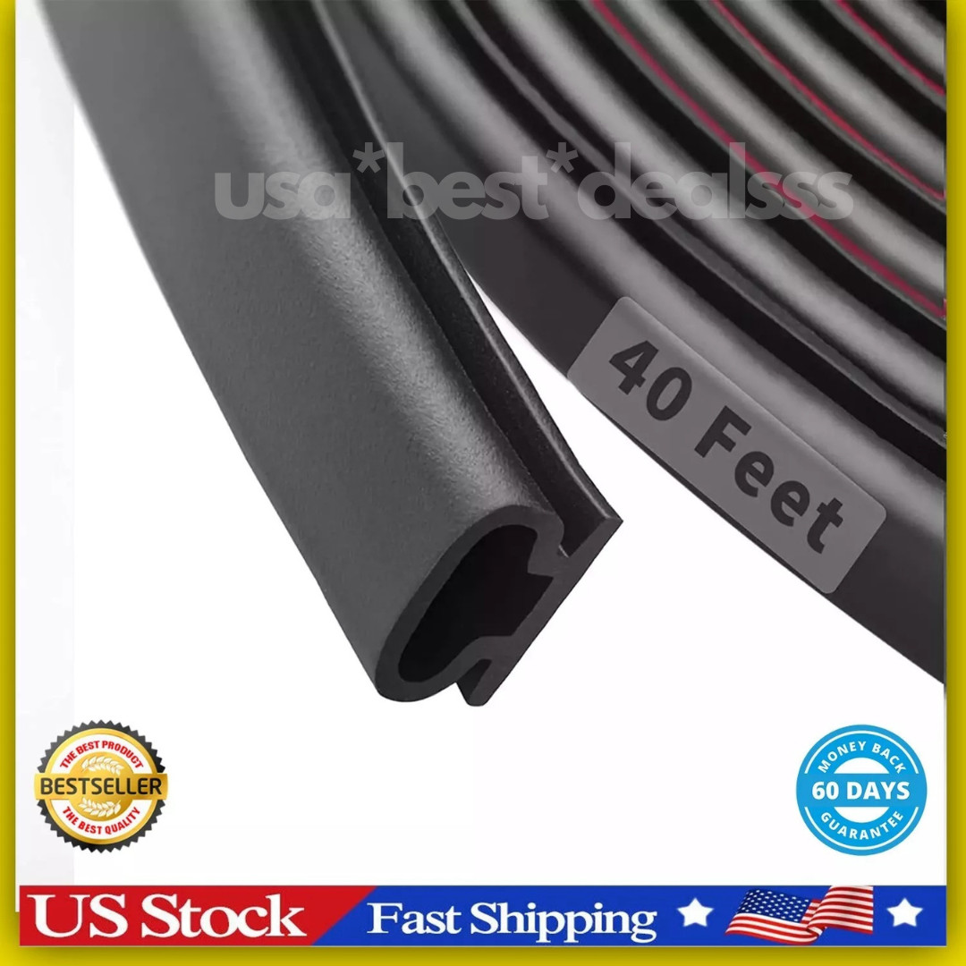 40 Feet Rubber Weather Stripping Door Seal Strip, Self-Adhesive Backing D-Shape 40 Feet Rubber Weather Stripping Door Seal Strip, Self-Adhesive Backing D-Shape