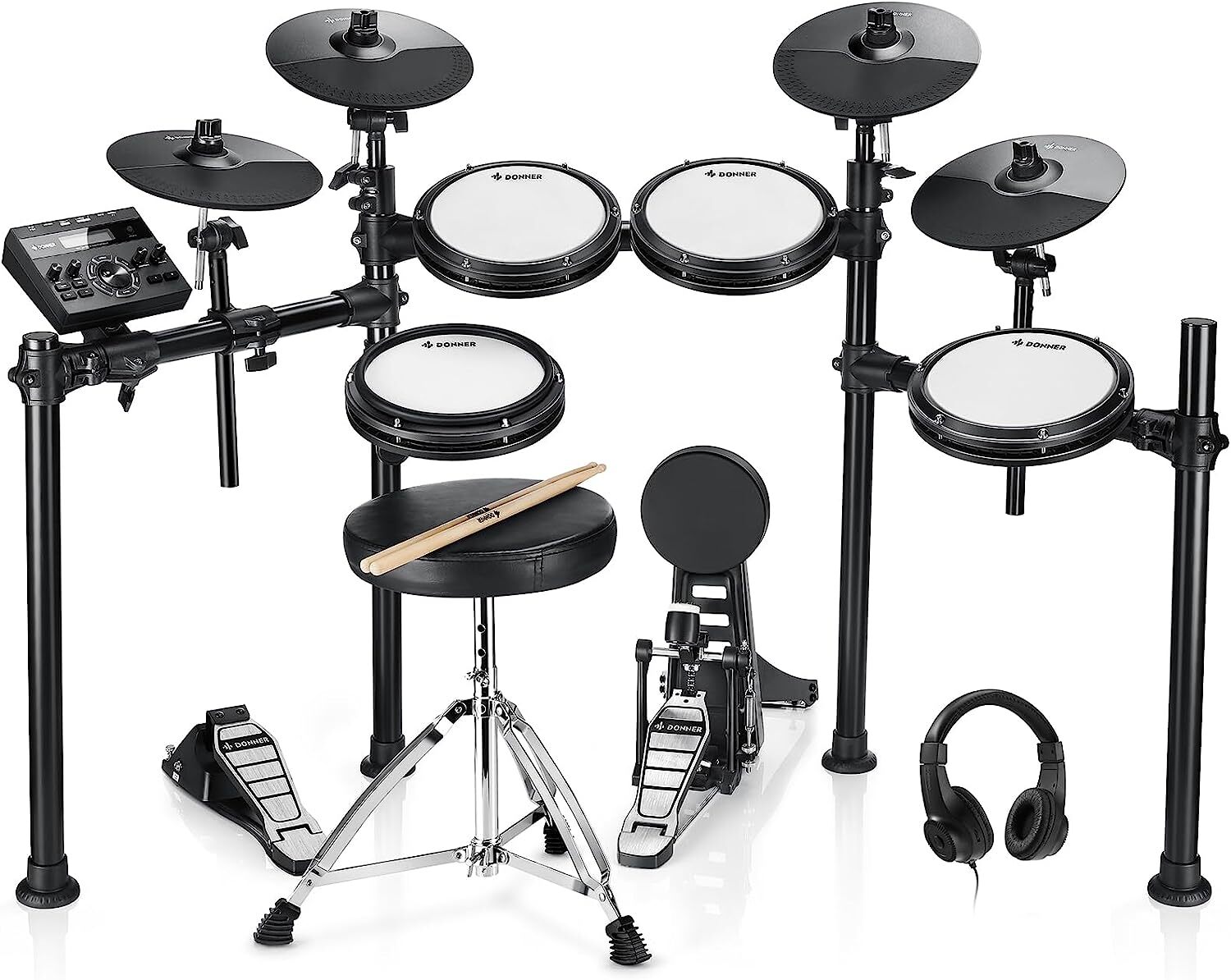 🥁Donner DED-200X Electric Drum Set Dual Zone Snare With Throne Melodics Lessons