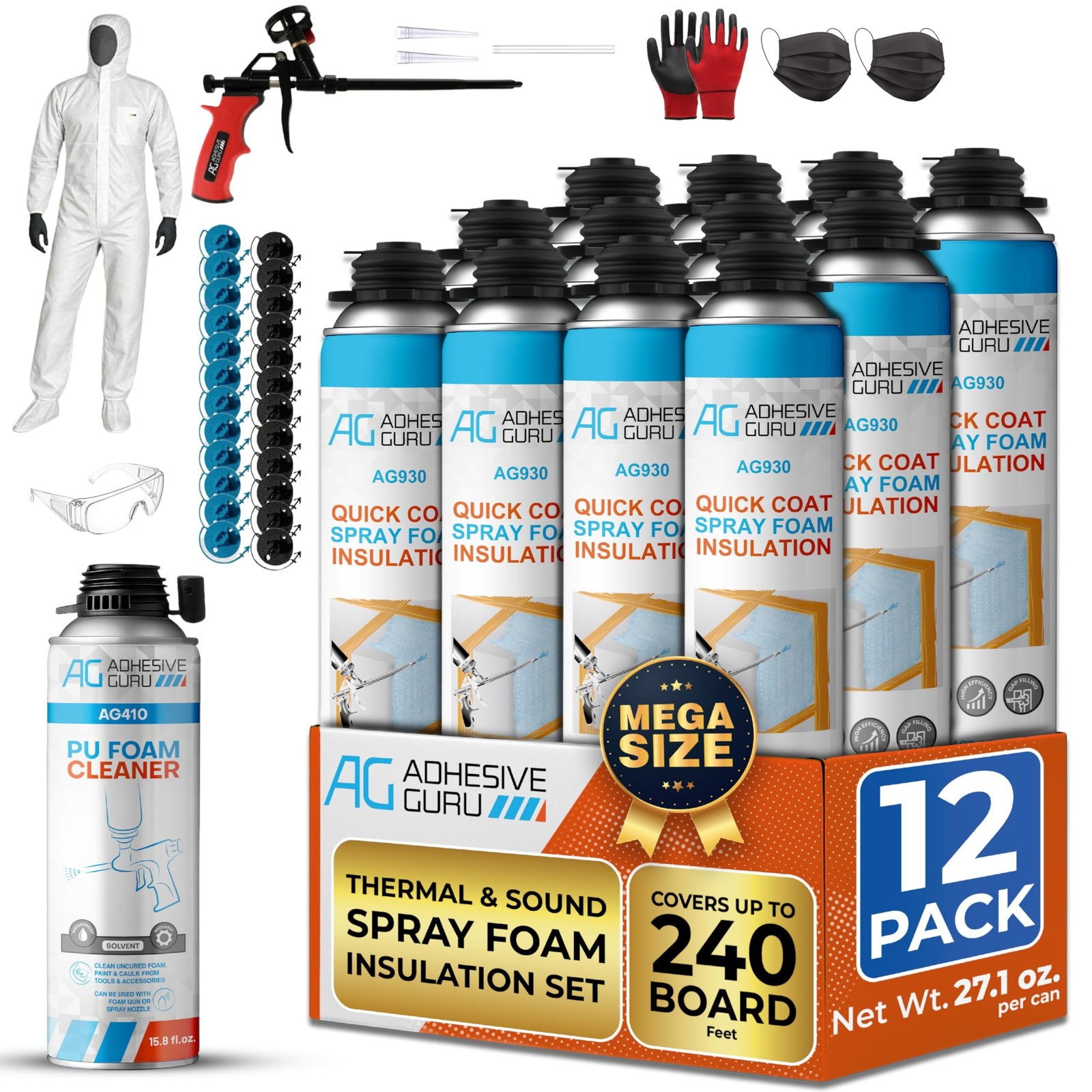 QuickCoat Closed Cell Spray Foam Insulation Kit for Wall–12x32.8oz(930g) Cove... QuickCoat Closed Cell Spray Foam Insulation Kit for Wall–12x32.8oz(930g) Cove...