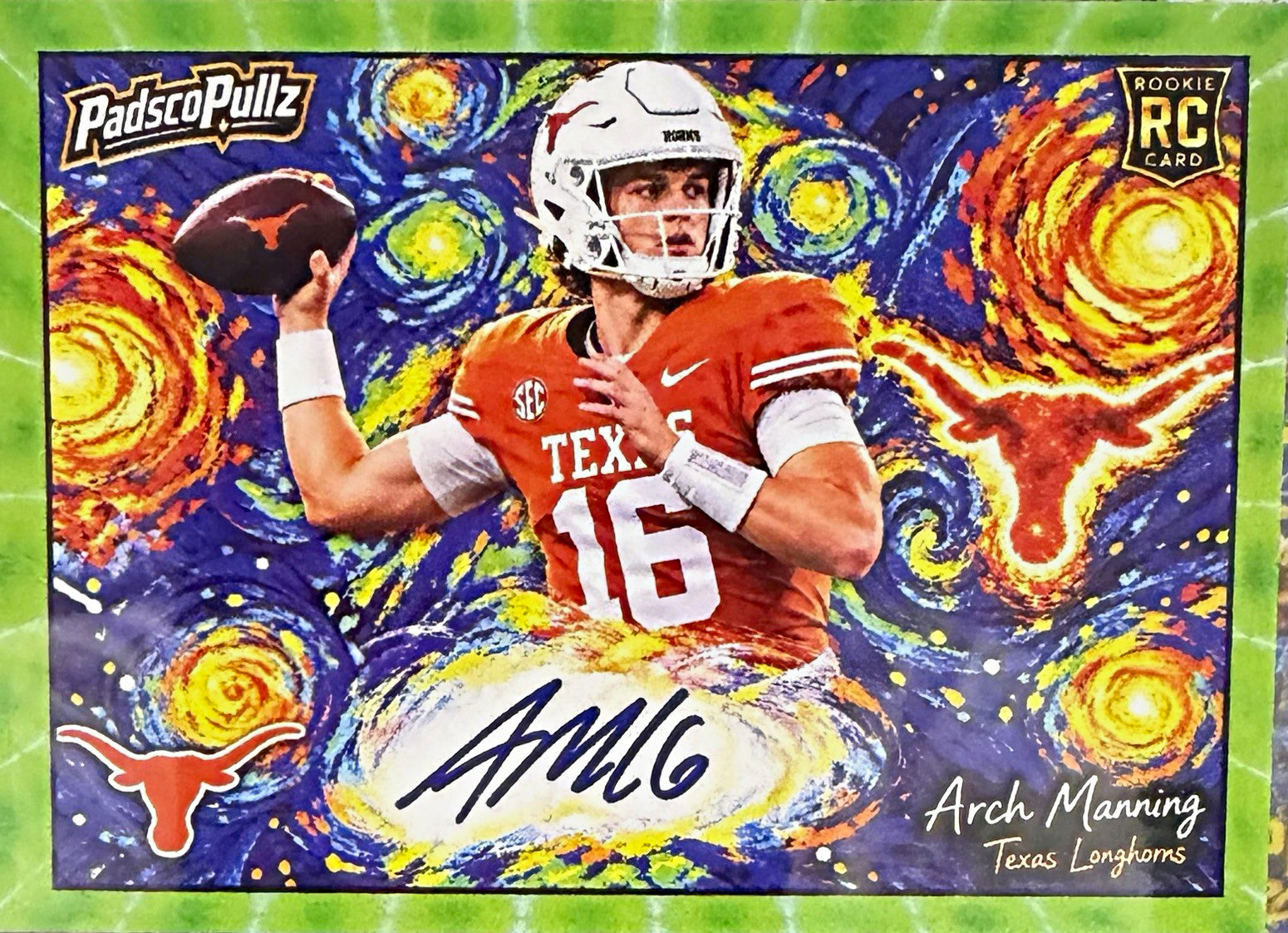 PadscoPullz Custom Arch Manning Starry Night Auto Card TS-1 PadscoPullz Custom Arch Manning Starry Night Auto Card TS-1