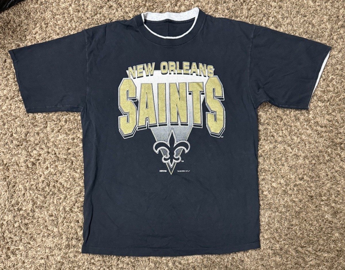 VTG 1993 New Orleans Saints Shirt Competitor Size Large NFL Single Stitch 90s