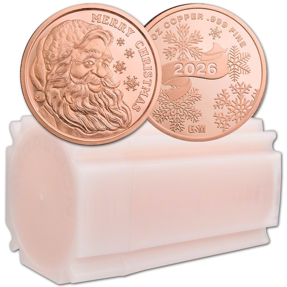 1 oz Golden State Mint Copper Round 2024 Santa .999 Fine - Tube of 20