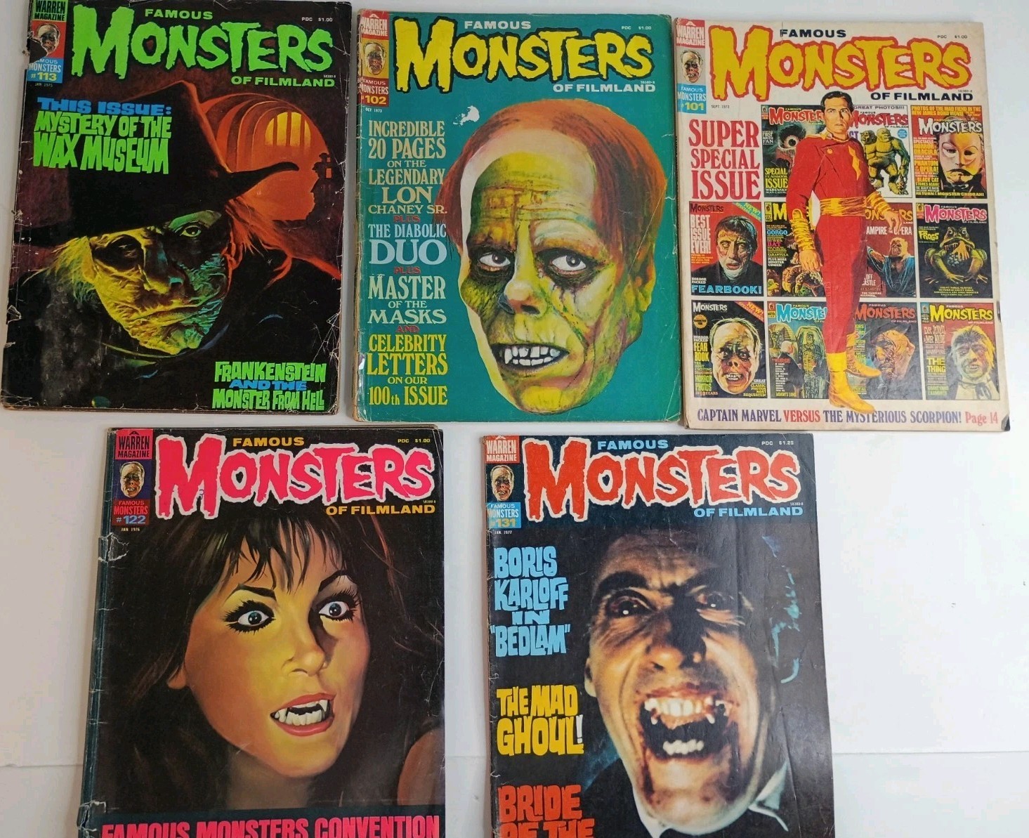 Famous Monsters Of Filmland Magazine Lot Of 5 #101 #102 #113 #122 #131