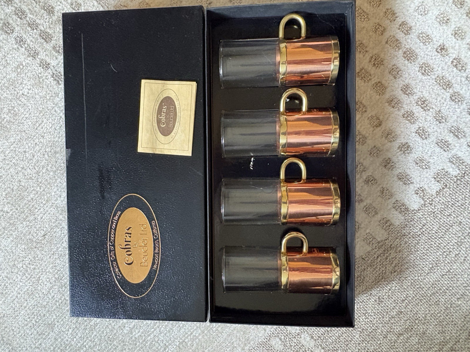 Vintage Beucler Cobras Copper Brass Irish Turkish Coffee Latte Glasses Set Of 4