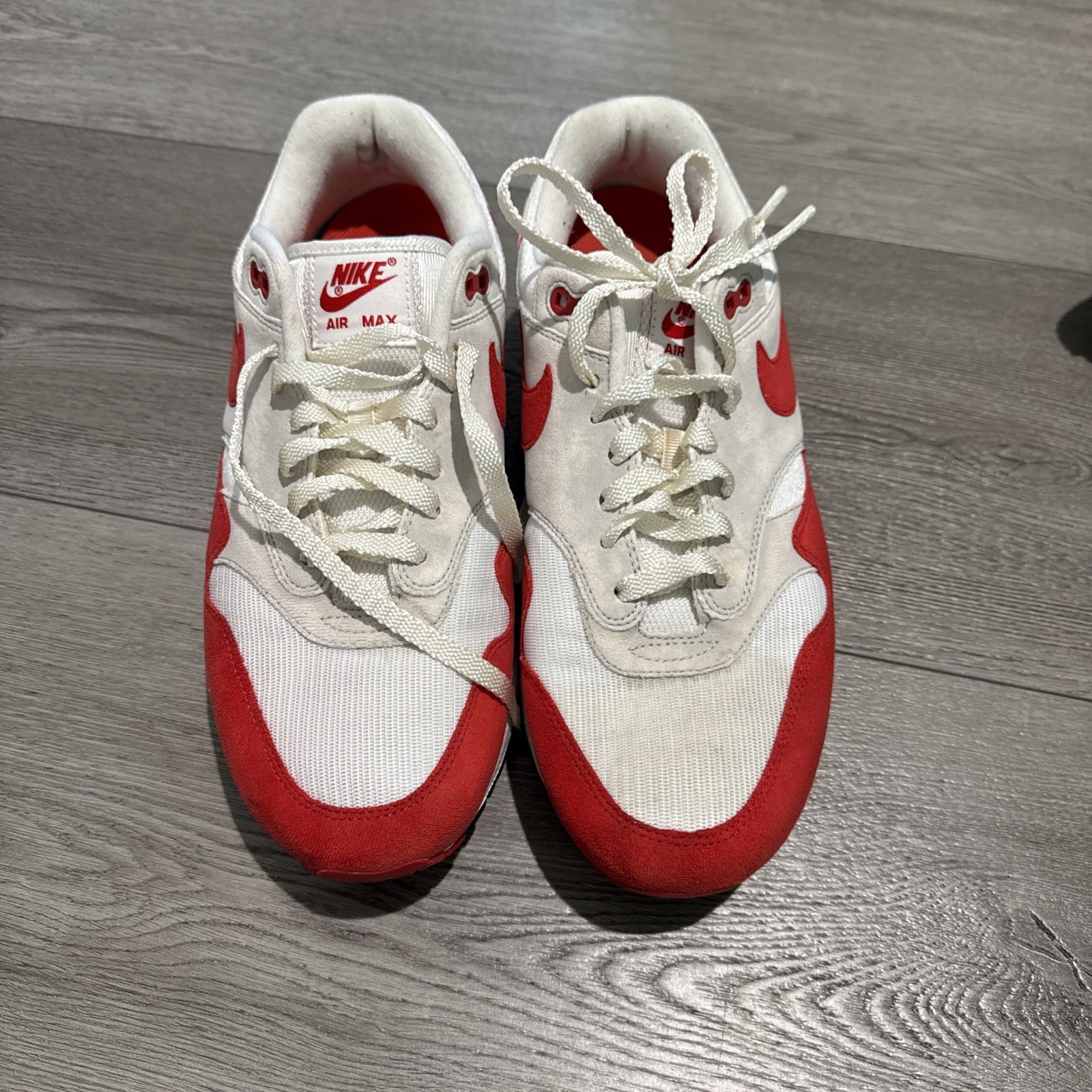 Nike Air Max 1 OG Anniversary 2017 Re-Release White Red Mens Size 10.5