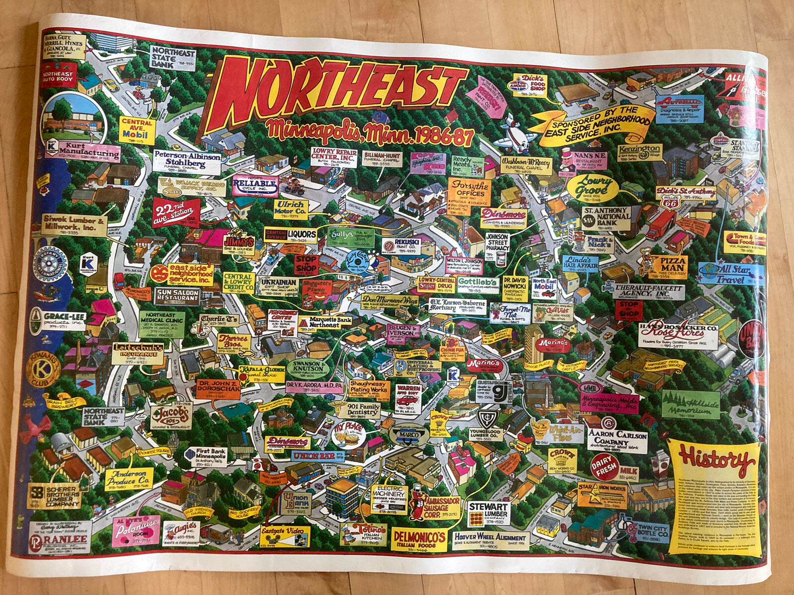 Vintage Northeast Minneapolis Minnesota MN Map Poster 1986-87 Business Store Vintage Northeast Minneapolis Minnesota MN Map Poster 1986-87 Business Store