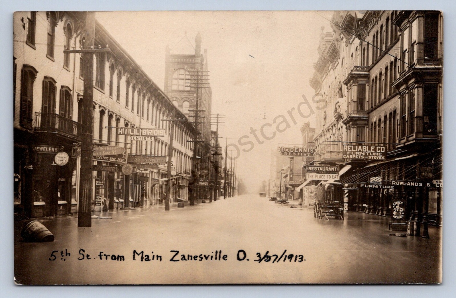 J87/ Zanesville Ohio RPPC Postcard c1913 Flood Disaster 5th St Main Street 1808