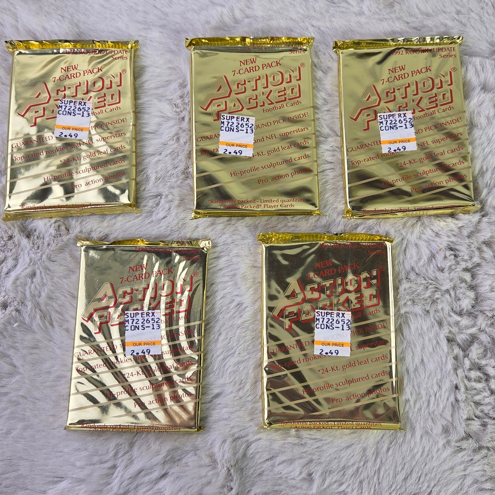 Lot of 5 1992 Action Packed Rookie Update Series Football Cards Sealed Packs Lot of 5 1992 Action Packed Rookie Update Series Football Cards Sealed Packs