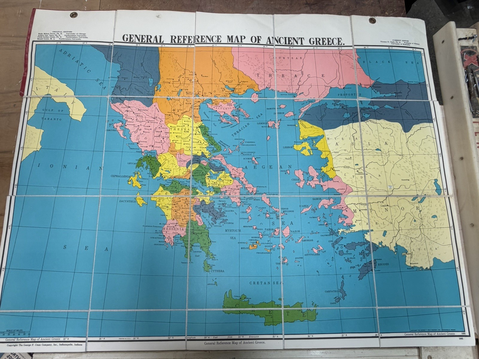 Vintage Cram\'s ANCIENT GREECE General Reference Map, SUPER RARE Vintage Cram\'s ANCIENT GREECE General Reference Map, SUPER RARE