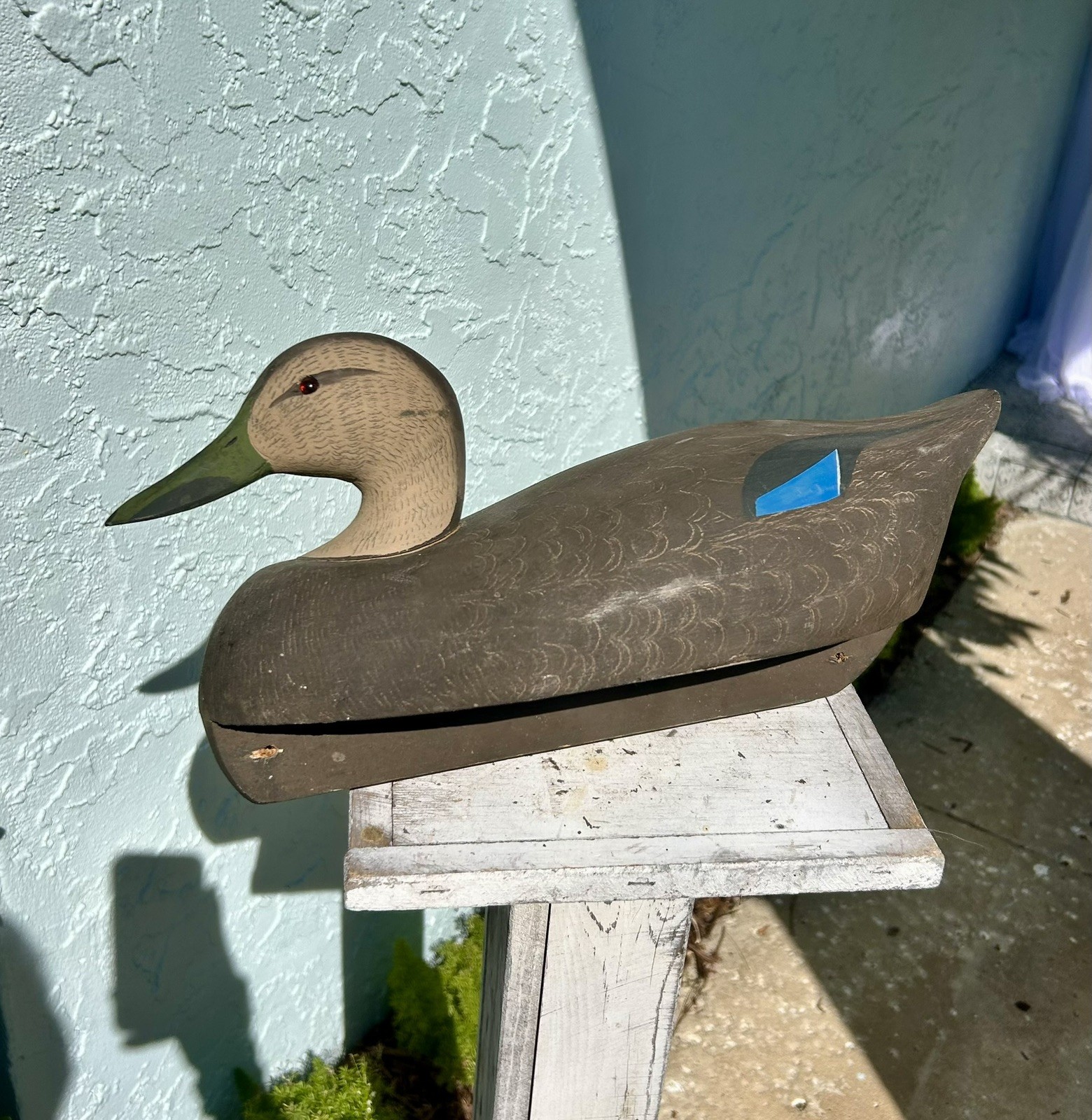 Ken Harris Black Duck Decoy Woodville, N.Y. Op. Glass Eyes, Solid Wood