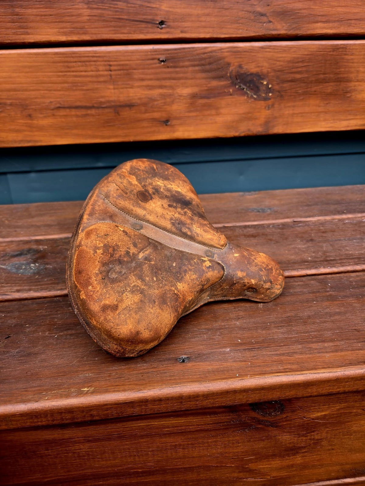 Antique C.1900 Garford Bicycle Leather Seat Saddle 8 1/2\