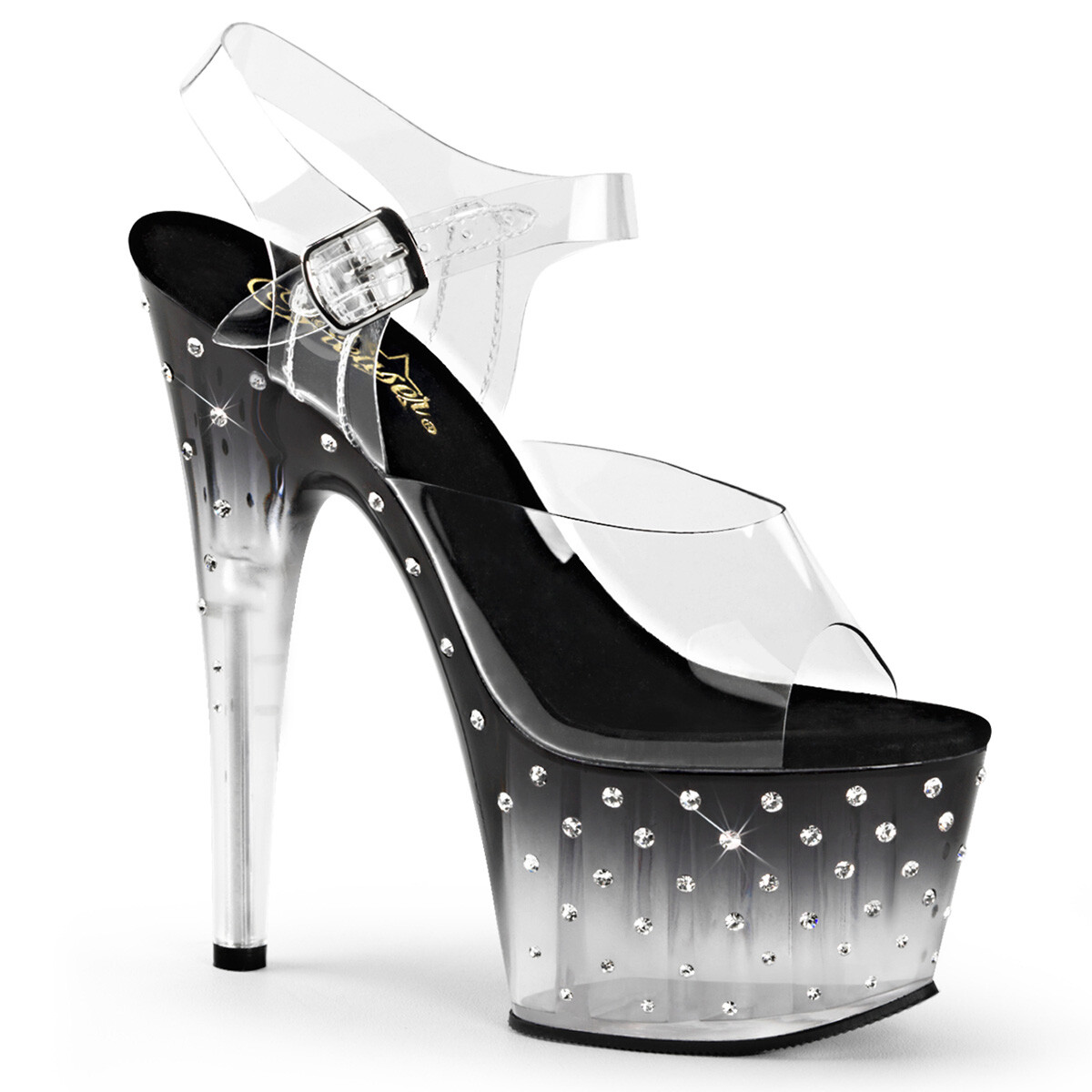 PLEASER STARDUST-708T Clear/Black 7\ PLEASER STARDUST-708T Clear/Black 7\