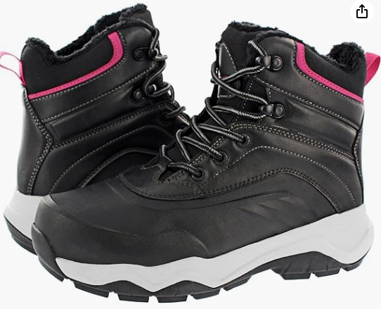 NEW Khombu Women\'s Riley Black Cushioned Footbed Winter Shell Boots