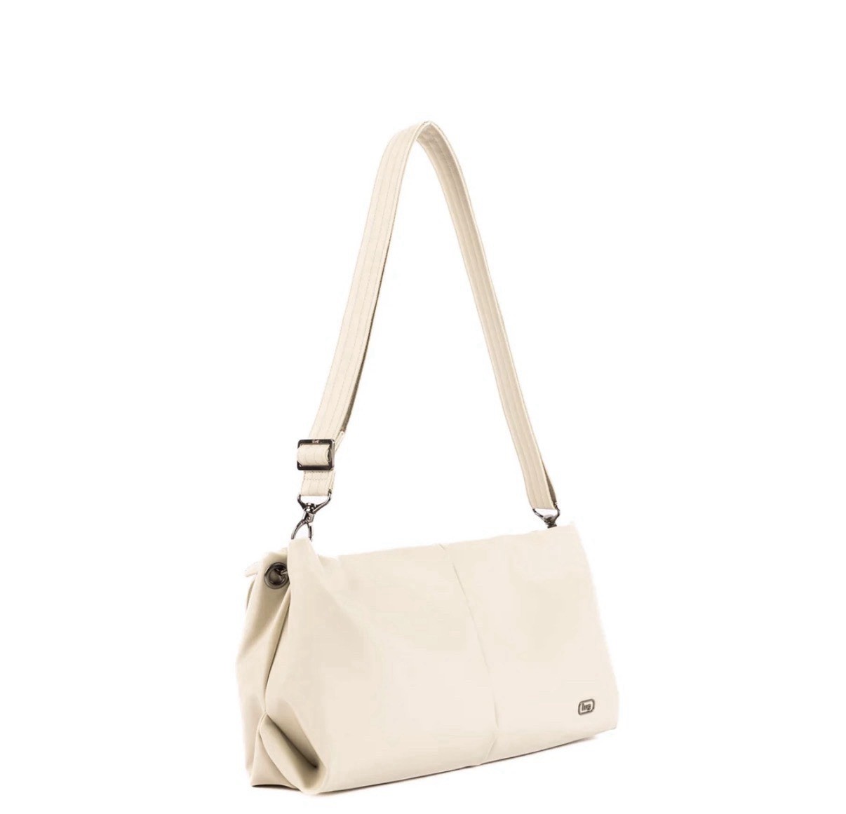 Lug Half Plunge Shoulder/Crossbody Bag Satin Champaign Metallic NWT