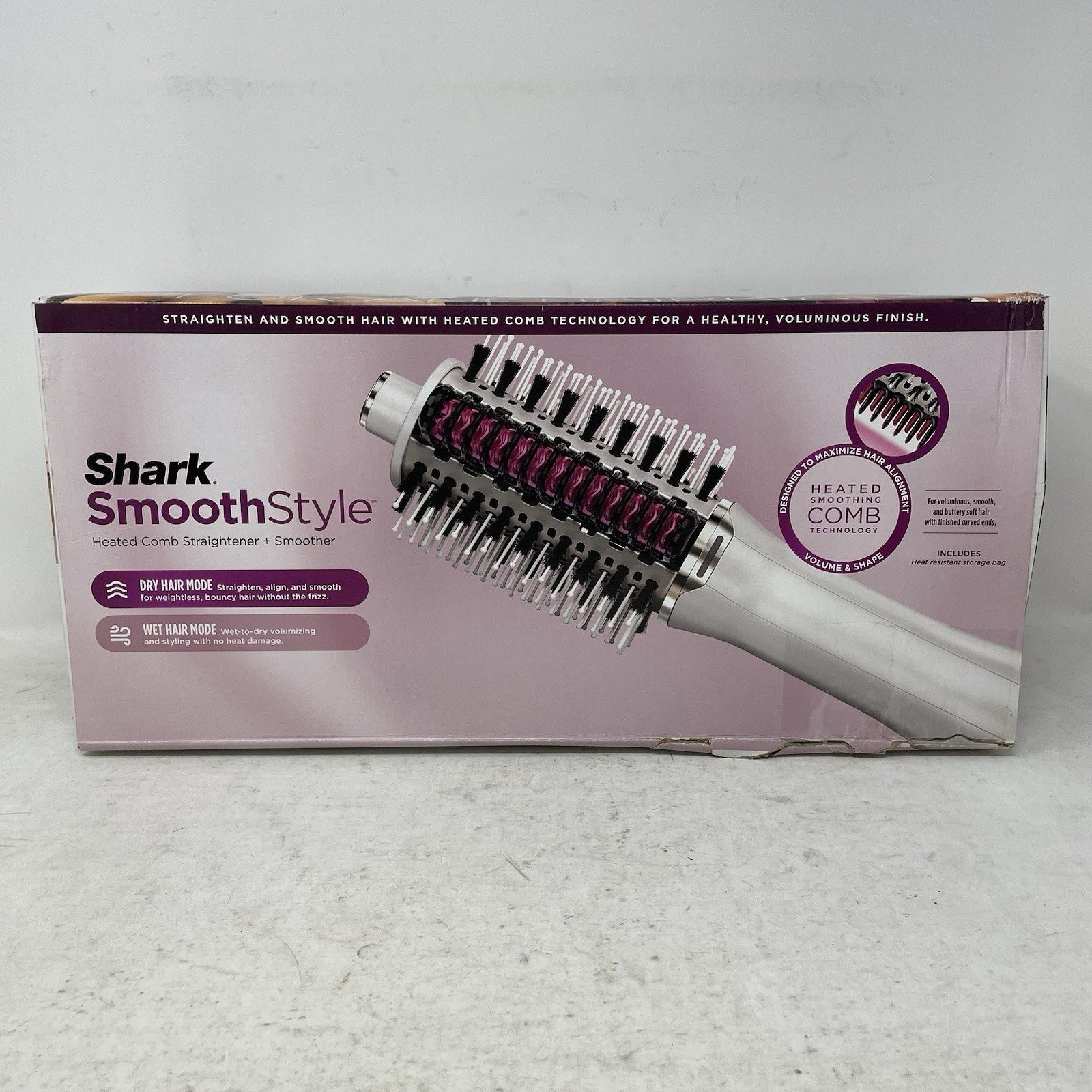 Shark SmoothStyle Heated Comb Straightener Smoother Wet/Dry Modes *Damaged Box*