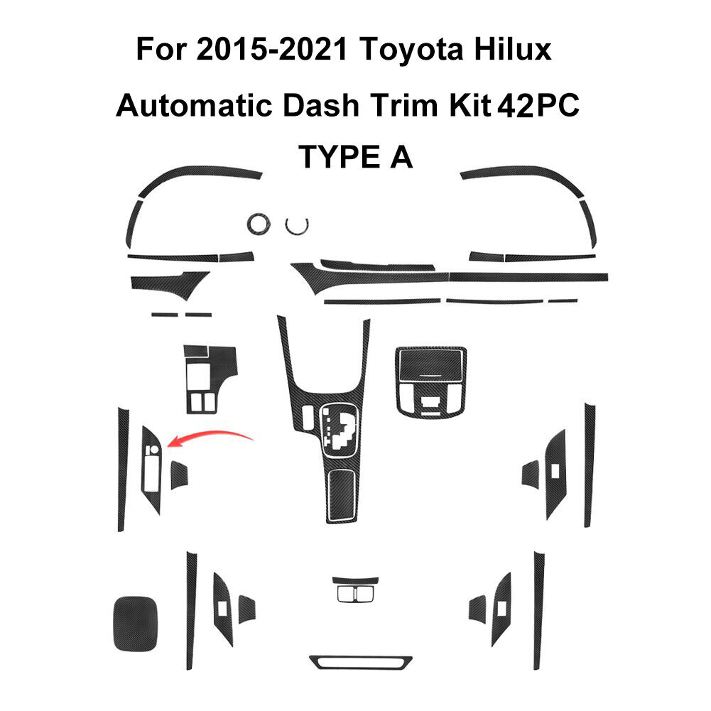 42Pcs Carbon Fiber Full Interior Kit Set Cover Trim For Toyota Hilux 2015-2021