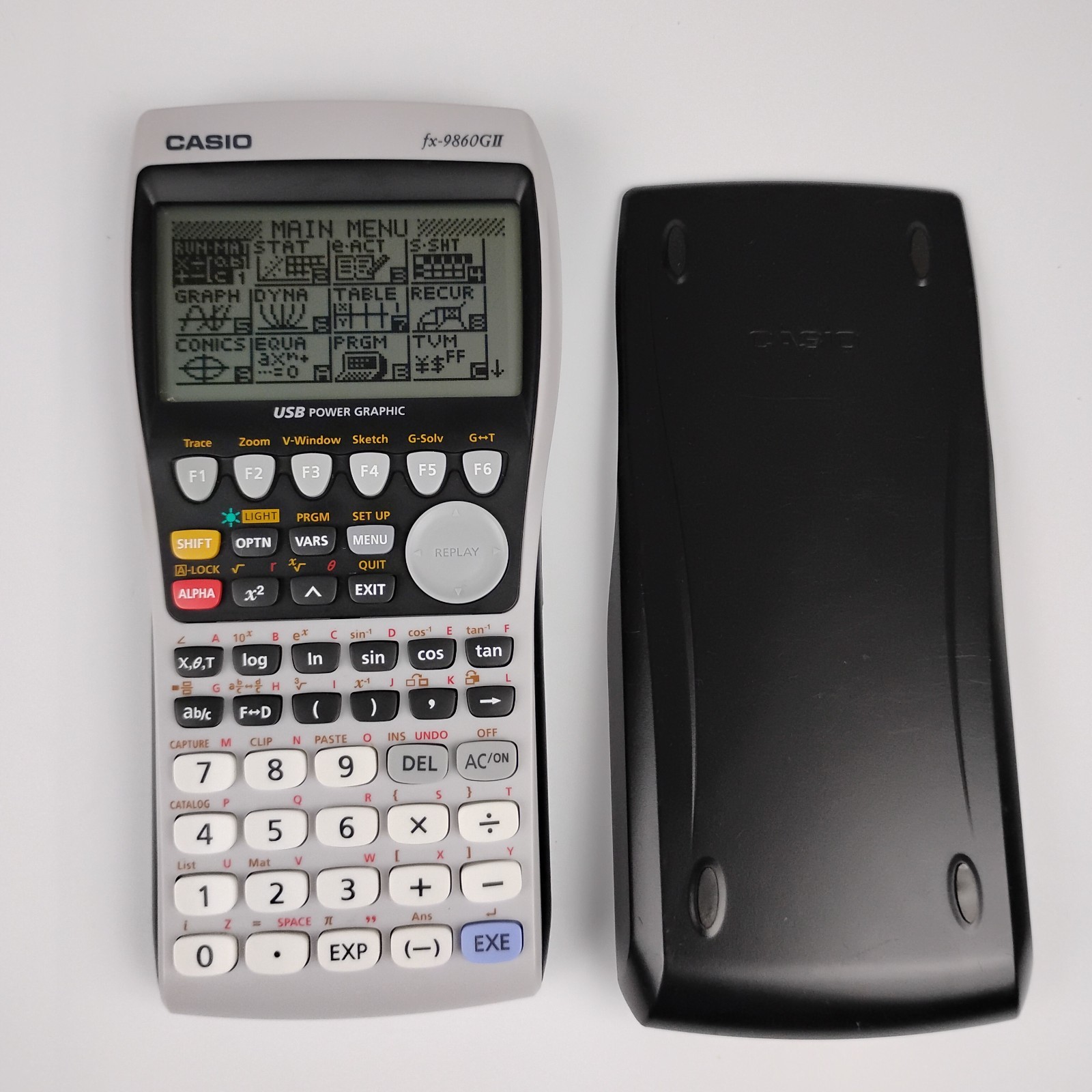Casio fx-9860GII Graphing Calculator USB Power Graphic Tested Working With Cover