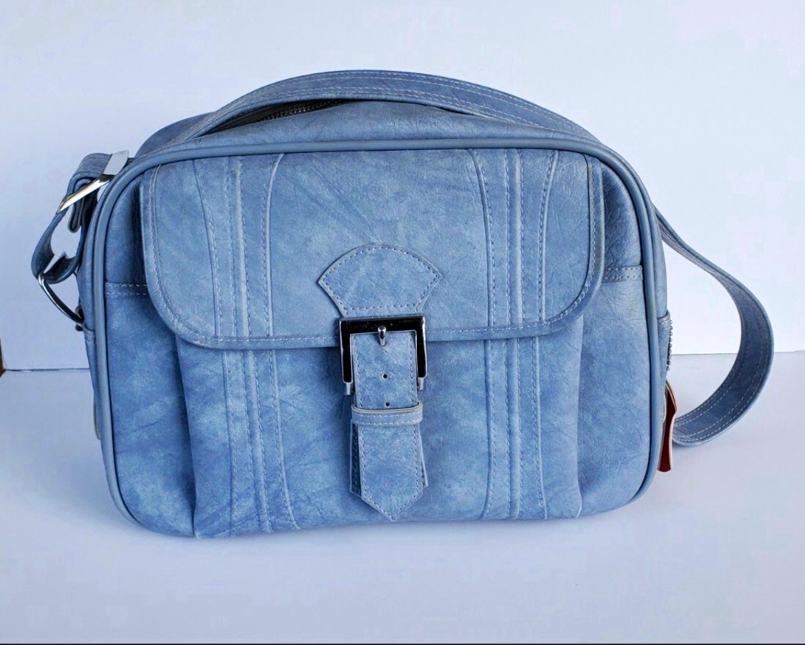 American Tourister Escort True Vintage 1970s Blue Vinyl Travel Bag, 40L