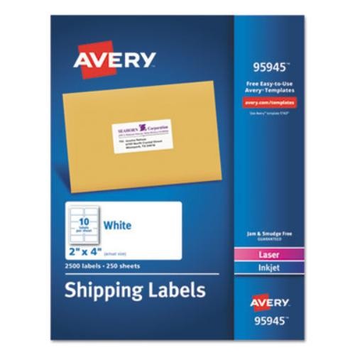 Avery Dennison 95945_40 White Shipping Labels 2x4 2500 Labels