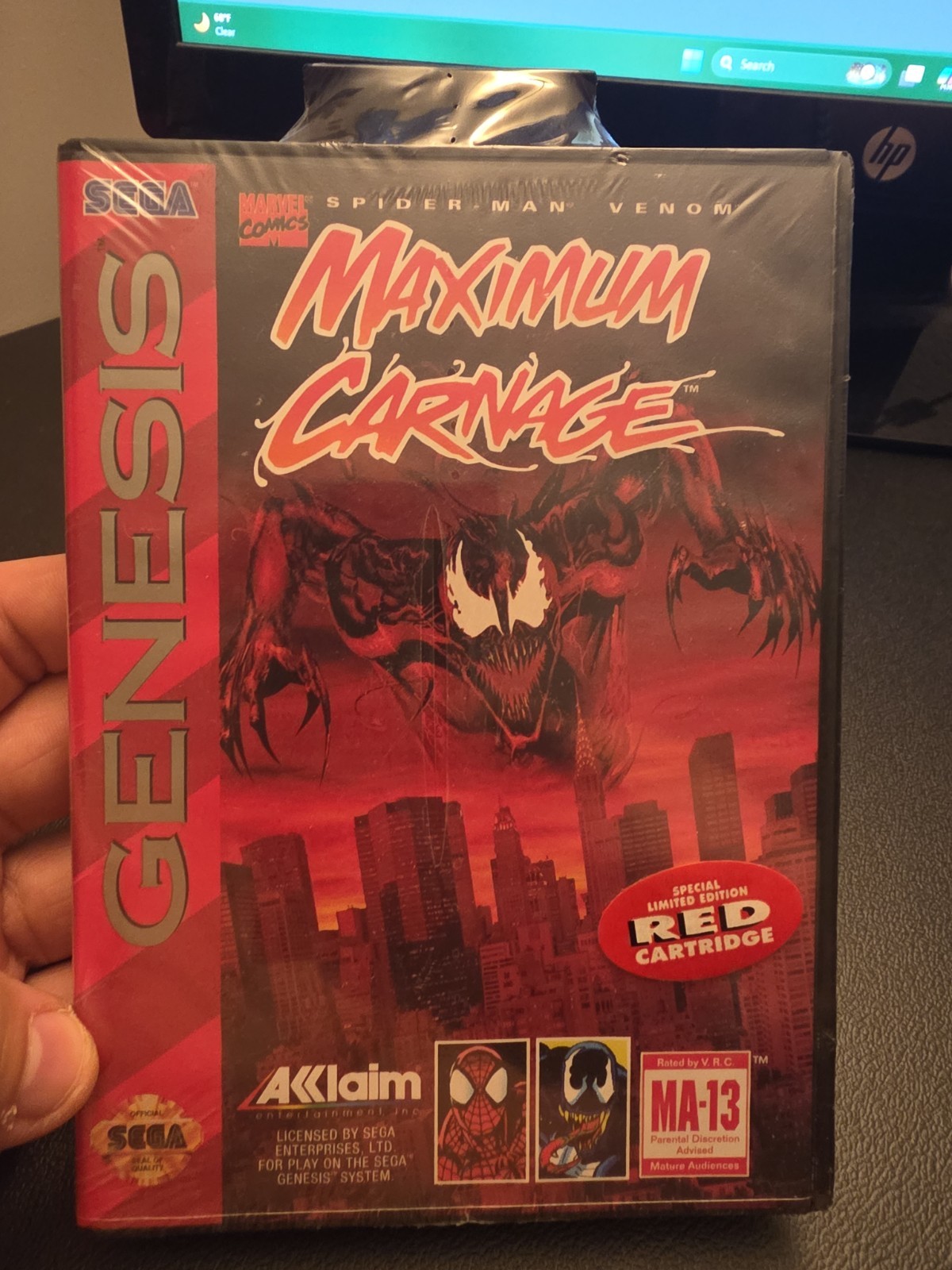 Spider-Man and Venom: Maximum Carnage RED CARTRIDGE (Sega Genesis, 1994) CIB